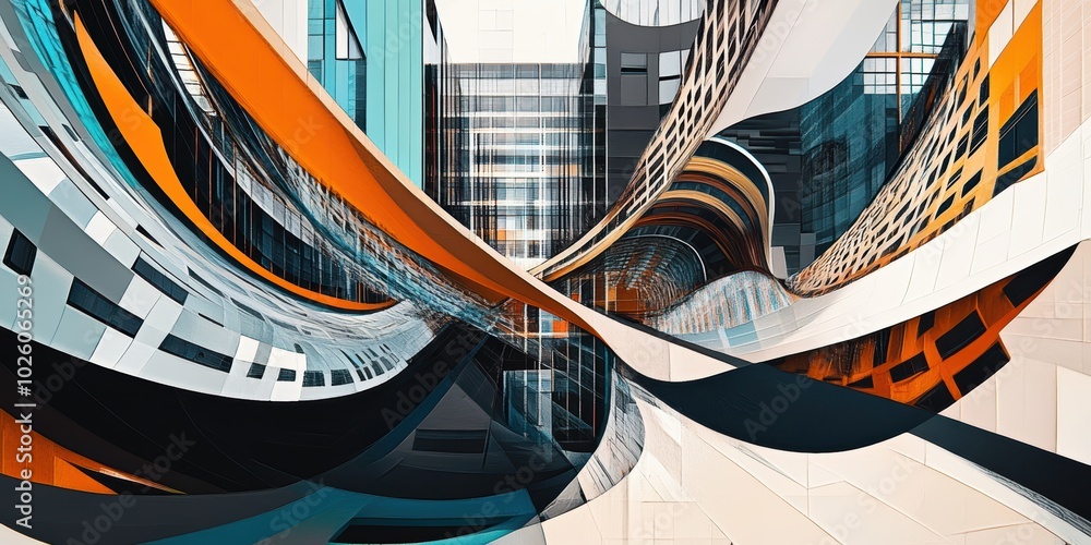Poster dynamic fusion of modern architecture and precision graphics