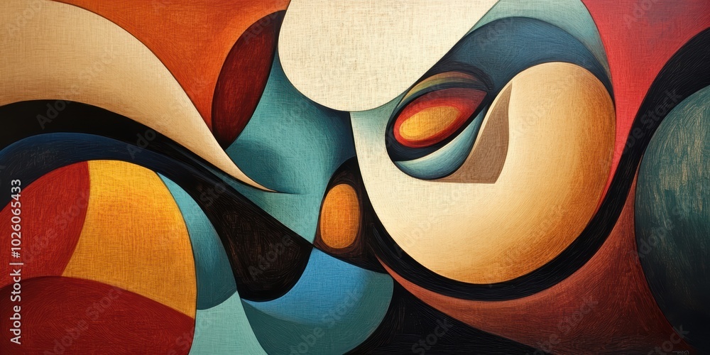 Poster abstract fusion of shapes and colors in constructivist style