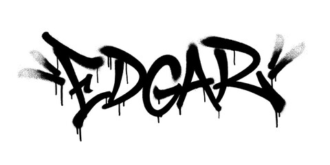 Sprayed Edgar name with overspray in black over white. Vector illustration.