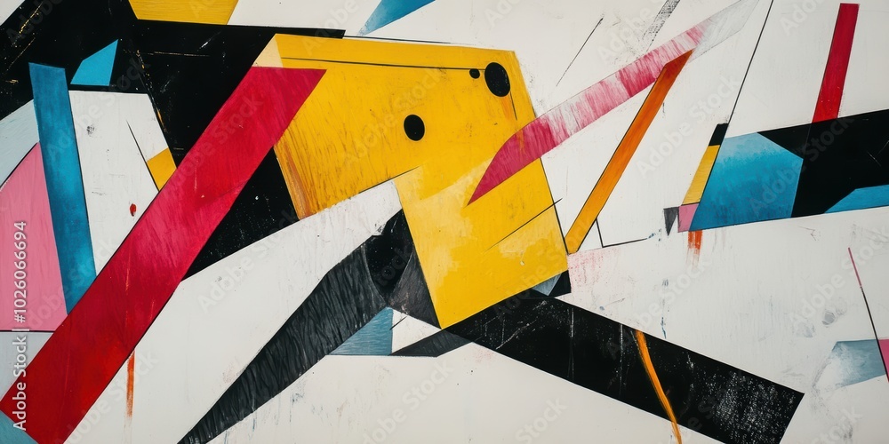 Poster dynamic abstract composition of impulsive shapes in cosmic space