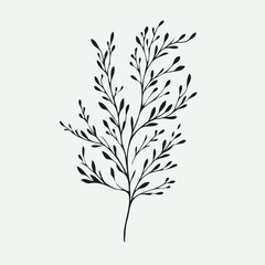 Fototapeta premium set of leaves black and white silhouettes of leaves seamless pattern with leaves