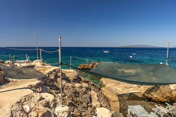 Trpanj, Peljesac peninsula, Adriatic Sea, azure water, rocky beaches
