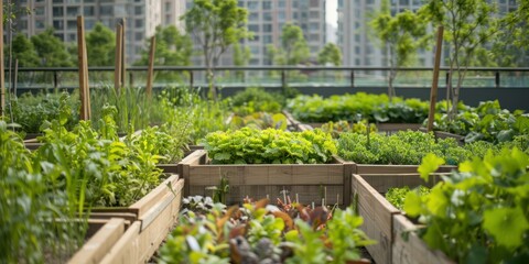 Rooftop garden in urban agriculture setting