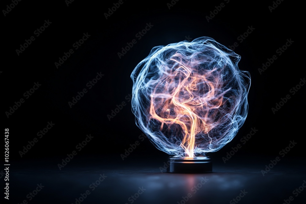 Poster a visually mesmerizing orb emitting dynamic energy and light patterns, creating a sense of mystery a