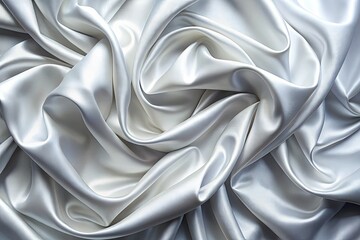 Obraz premium Gracefully draped white silk fabric offers a touch of luxury, serving as an exquisite background for textiles and fashion concepts, radiating elegance in every fold.