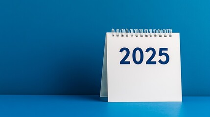 2025 calendar isolated blue background. copy space. generated ai. 