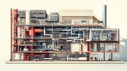 Generative AI, BIM Cross-Section of Building Systems: Plumbing, Electrical, and HVAC
