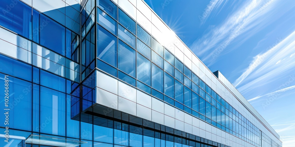 Poster side view of a modern building architecture.