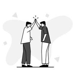 illustration of two flat characters high fiving