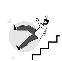 illustration of flat character slipping on stairs