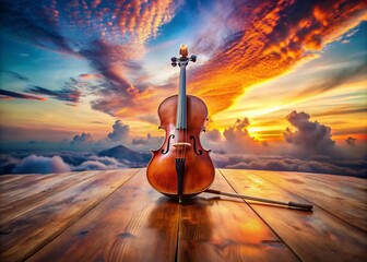 Cello Sunset Harmony - Double Exposure Art for Musical Serenity