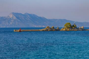 The port of Trpanja and the statue of Our Lady Star of the Sea