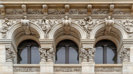 Obraz premium Ornate Architectural Facade with Detailed Carvings