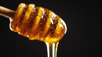 Close-Up of Dripping Honey from a Dipper