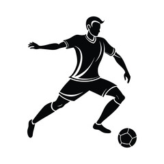 Naklejka premium Minimalist Silhouette of a football, Soccer Player Silhouette Vector - Clean Action Pose for Sports Designs and Prints.