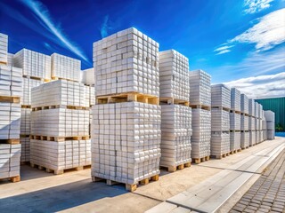 In a deserted industrial plant yard, white silica bricks accumulate in stacks, biding their time until they're called upon for future endeavors.