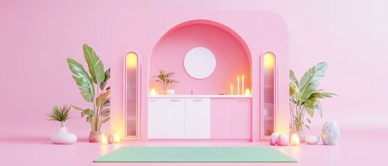 Yoga mat in a peaceful space with vibrant plants