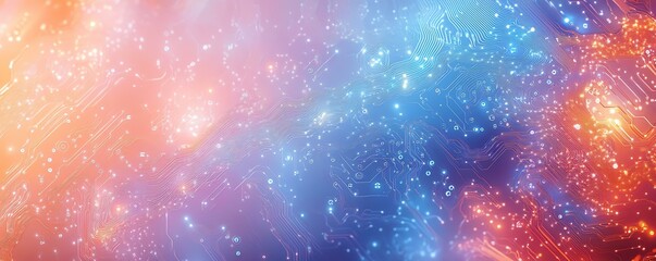 Fototapeta premium AI-powered futuristic circuit design glowing in soft pastel neon lights