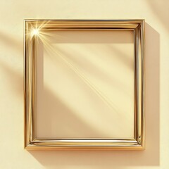 A luxurious golden square frame reflects sunlight, adding a touch of elegance and sophistication to any space.
