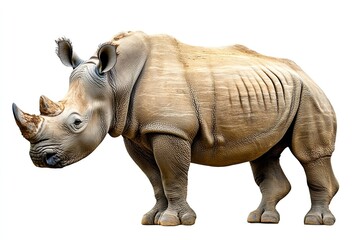 Fototapeta premium Portrait of a rhinoceros on white background