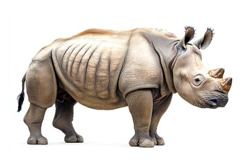 Fototapeta premium Portrait of a rhinoceros on white background