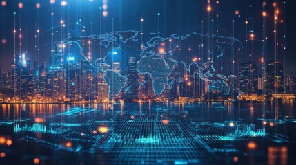 Fototapeta premium Digital World Map Artistic Representation