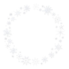 snow flakes arranged in a circle on black background