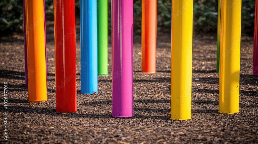 Aufkleber colorful playground structure with vertical columns