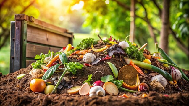 Compost Pit for Food Waste Recycling with Organic Scraps in a Compost Bin