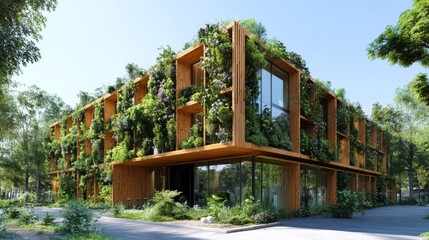Fototapeta premium Eco-Friendly Building with Vertical Garden