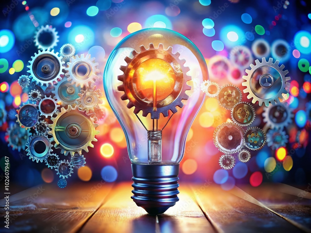 Aufkleber creative problem-solution illustration with bokeh effect for business concepts and innovation