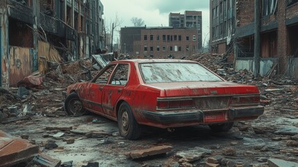 Abandoned Car in Urban Decay