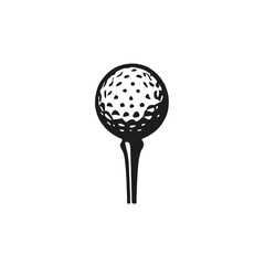Golf ball on tee, vector silhouette 