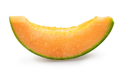 Cantaloupe melon slice isolated on white background. File contains clipping path.