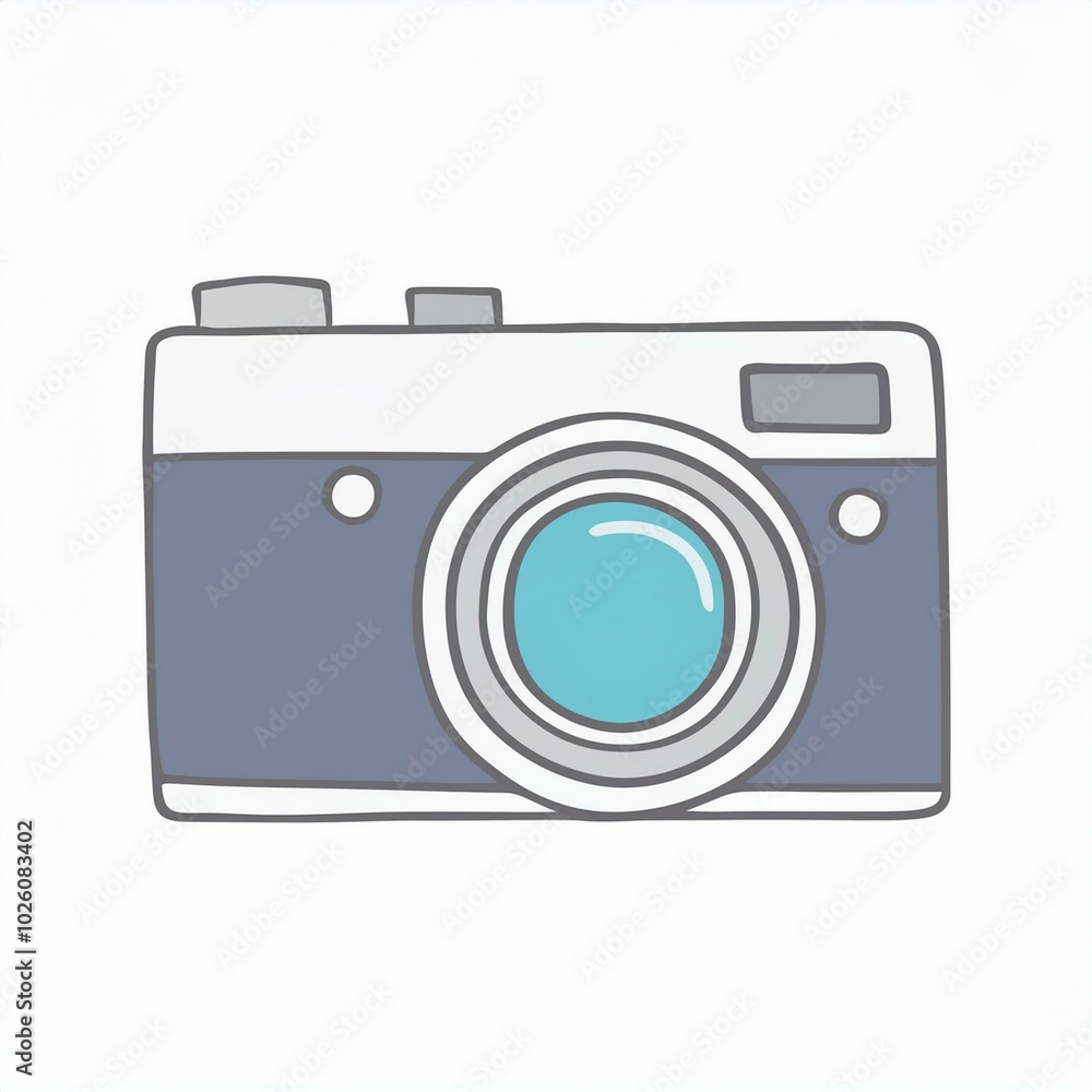 Wall mural illustration of a camera hand drawn isolated on white