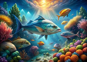 Fototapeta premium Documentary Photography of Cetus: Exploring the Depths of the Ocean's Mysteries and Marine Life