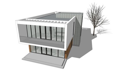 House building sketch architecture 3d illustration