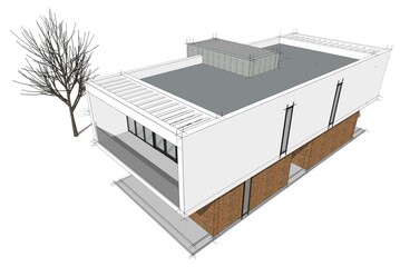 House building sketch architecture 3d illustration