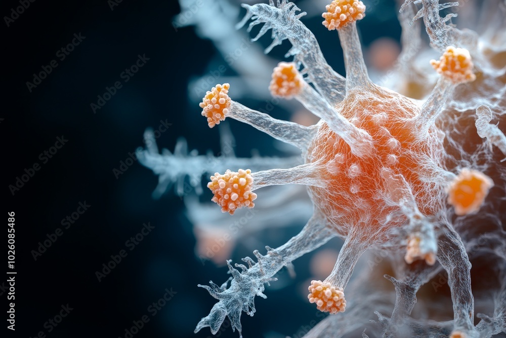 Poster close-up macro photograph of a pink coral showing its intricate and delicate structures, highlightin