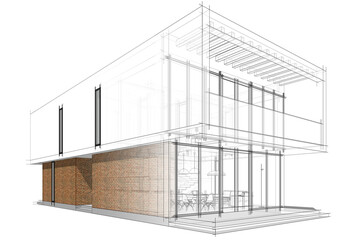 House building sketch architecture 3d illustration