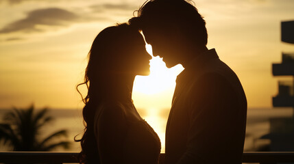 Sunset Kiss on Tropical Balcony