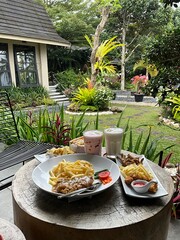 An enticing array of food and drinks beautifully displayed in a cozy café setting