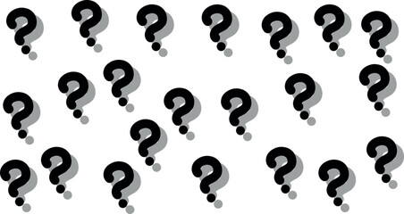 The screen is filled with plump question marks with shadows.