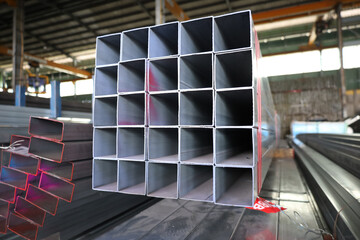 steel pipe product group square pipe Construction steel products such as black steel pipes, image...