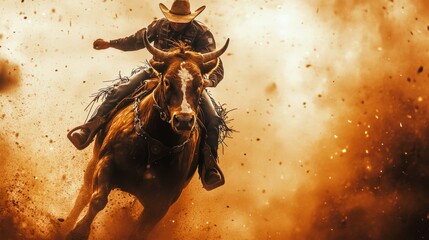 Bull Rider Mid-Action