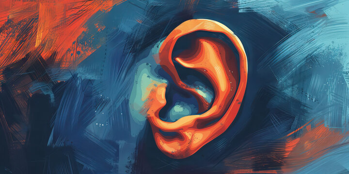 An abstract representation of a therapist's listening ear, conveying the importance of support in mental health journeys.