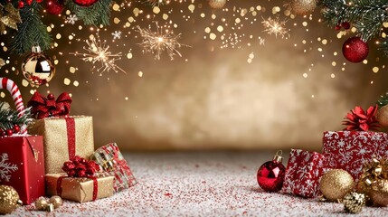 Christmas background. Festive New Year and Christmas composition design