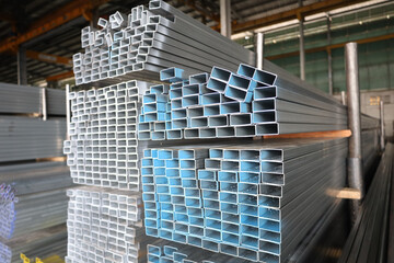 steel pipe product group square pipe Construction steel products such as black steel pipes, image...