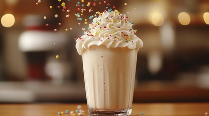 Dynamic Milkshake with Whipped Cream and Sprinkles