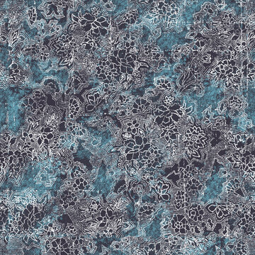 The Abstract Dithered Blue Floral Pattern